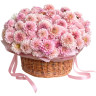  Большая корзина с розовыми георгинами «Счастливый момент»