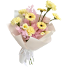 Букет из гербер, гвоздик и сухоцветов «Лимонная нежность»